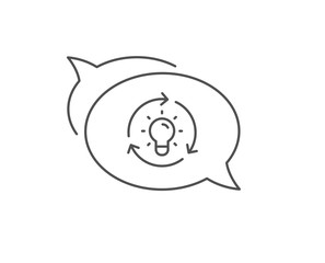 Idea line icon. Chat bubble design. Lightbulb sign. Core value symbol. Outline concept. Thin line idea icon. Vector