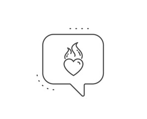 Heart flame line icon. Chat bubble design. Love fire emotion sign. Valentine day symbol. Outline concept. Thin line heart flame icon. Vector