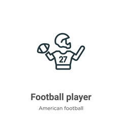 Football player outline vector icon. Thin line black football player icon, flat vector simple element illustration from editable american football concept isolated on white background