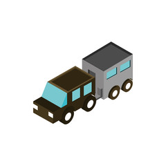 suv with trailer transport vehicle isometric icon