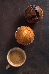 Muffins and cup of coffee