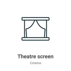Theatre screen outline vector icon. Thin line black theatre screen icon, flat vector simple element illustration from editable cinema concept isolated on white background