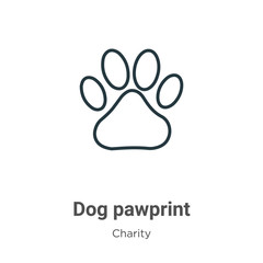 Dog pawprint outline vector icon. Thin line black dog pawprint icon, flat vector simple element illustration from editable charity concept isolated on white background