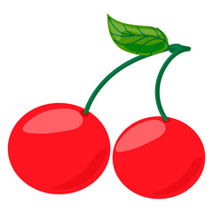 Fruit. Vector isolated image of a cherry, fruit. Isolated on transparent background.
