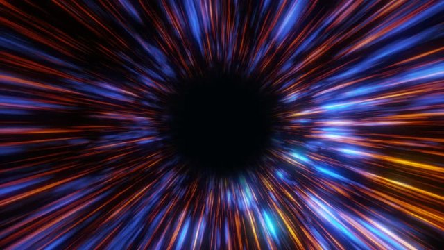 Abstract Scifi Hyperspace Black Hole Seamless Loop/ 4k animation of a fantastic fantasy vortex background with light and energy clouds