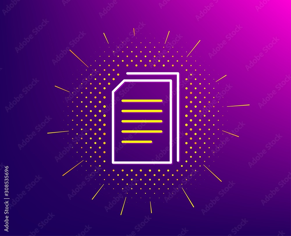 Poster copy documents line icon. halftone pattern. copying files sign. paper page concept symbol. gradient 