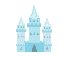 Obraz premium Ice Castle princesses, snow palace cartoon style icon. Isolated on a white background. Vector illustration