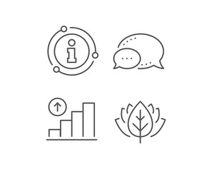 Graph line icon. Chat bubble, info sign elements. Column chart sign. Growth diagram symbol. Linear graph chart outline icon. Information bubble. Vector