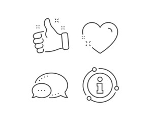 Heart line icon. Chat bubble, info sign elements. Love emotion sign. Valentine day symbol. Linear heart outline icon. Information bubble. Vector