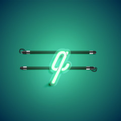 Green neon character, vector illustartion
