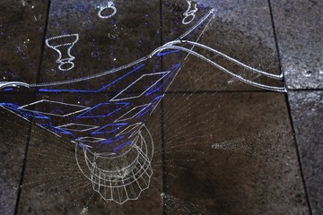 Vilnius Christmas tree reflected in a puddle