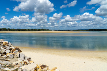 the beautiful beach of Noosa on the sunshine coast in Australia with beautiful weather and blue sky...
