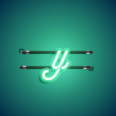 Green neon character, vector illustartion