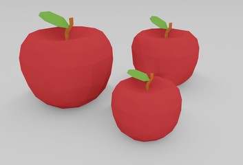 low poly 3d apple on white background , minimal idea creative concept. 