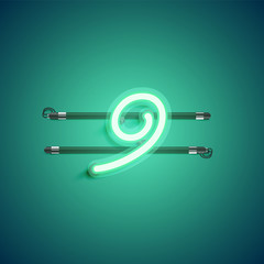 Green neon character, vector illustartion