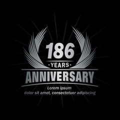 186 years logo design template. Anniversary vector and illustration template.