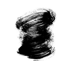 Curved brush stroke vector shape isolated on white background. Grunge hand drawn black paint. Curly dry brush stroke,
