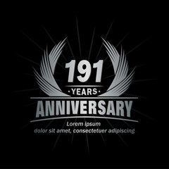 191 years logo design template. Anniversary vector and illustration template.