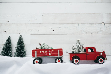 Christmas Village Set with Vintage Vehicles
