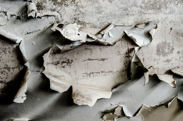 Old paint on the wall, burned after a fire