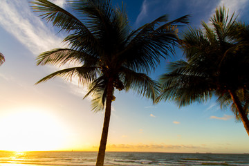 Fototapeta na wymiar Sunset on a beach of the city of Sao Luis do Maranhão, Maranhão, Brazil