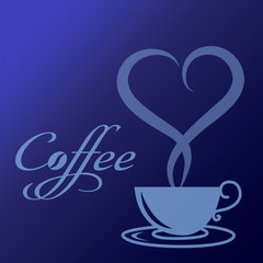 cup of coffee illustration gradient background with copy space for text