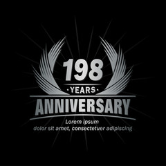 198 years logo design template. Anniversary vector and illustration template.