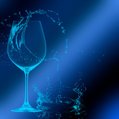 splashes of water in a glass on a classic blue background