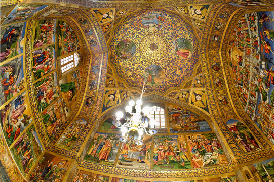 Interior, frescos representing scenes of the Bible, Holy Savior (Vank) Armenian Cathedral, Esfahan, Iran