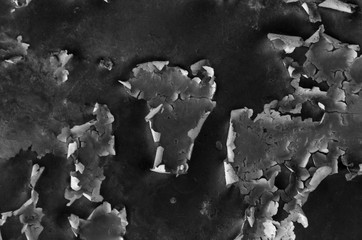 Old paint on the wall, burned after a fire