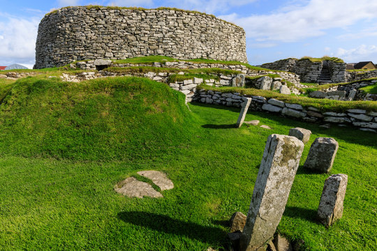 Clickimin Broch, Iron Age Fort, from the West, Clickimin Loch, Central Lerwick,Shetland Isles, Scotland