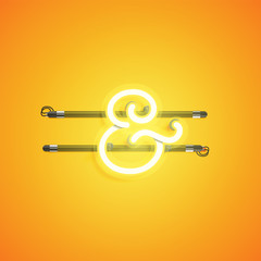 Yellow neon character, vector illustartion