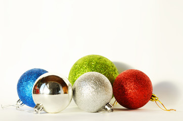 Close-up Christmas balls isolated on white ,New year element,photo
