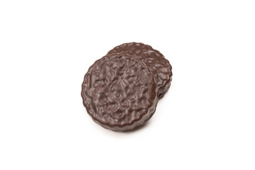 Chocolate cookies isolated on white.
