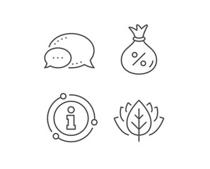 Fototapeta premium Loan line icon. Chat bubble, info sign elements. Money bag sign. Credit percentage symbol. Linear loan outline icon. Information bubble. Vector