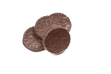 Chocolate cookies isolated on white.
