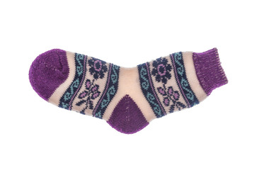 Winter wool socks on a white background.