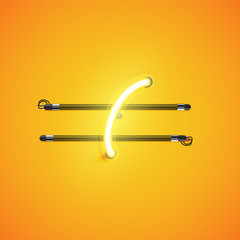 Yellow neon character, vector illustartion