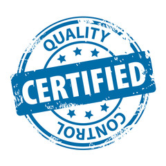 Quality Control Certified rubber stamp icon isolated on white background. Vector illustration