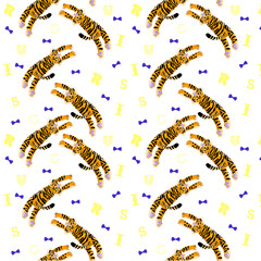 Circus. pattern with tiger and letters