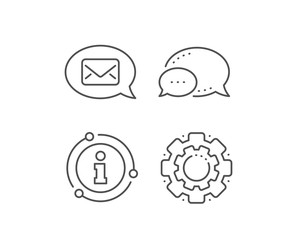 Mail line icon. Chat bubble, info sign elements. Messenger communication sign. E-mail symbol. Linear messenger outline icon. Information bubble. Vector