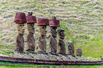 Chile - Rapa Nui or Easter Island - Anakena - Ahu Nau Nau