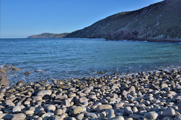 Moreira beach in Muxia. Galicia, Spain This beach is one of the wildest spots on the hiking trail called "The Lighthouse Way" that runs along the  "Costa de la Muerte".
