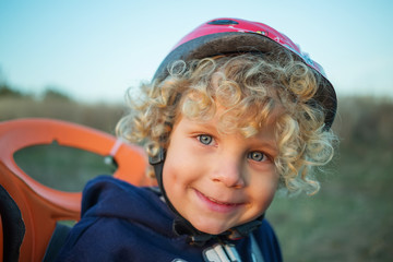 portrait of child in helmet