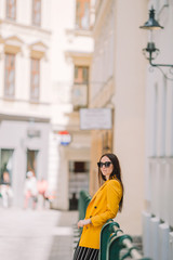 Obraz premium Young woman in Vienna outdoors during holidays in Europe.