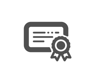Verified document sign. Certificate icon. Accepted or confirmed symbol. Classic flat style. Simple certificate icon. Vector
