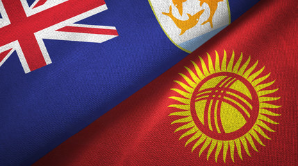 Anguilla and Kyrgyzstan two flags textile cloth, fabric texture