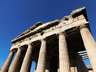 Naklejka premium March 2019, Athens, Greece. View of the Temple of Hephaestus or Hephaisteion, in the Ancient Agora, or marketplace