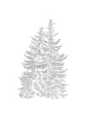 Abstract christmas tree with hand sketch line, illustration for xmas