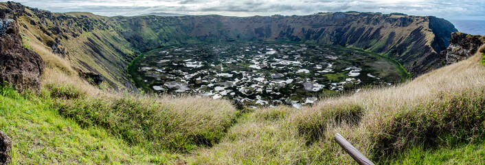 Chile - Rapa Nui or Easter Island - Rano Kau volcano - crater
